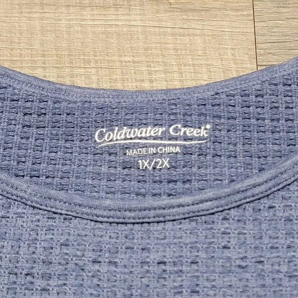 Coldwater Creek 1X/2X Sports Bra Powder Blue Nylon Waffle Knit Stretch Casual